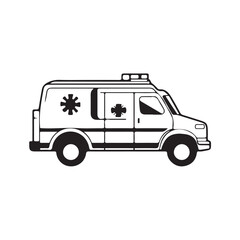 Fototapeta premium Vector illustration of a modern ambulance with realistic details, representing an emergency medical vehicle used to save lives. Ideal for healthcare designs, infographics and medical service promotion