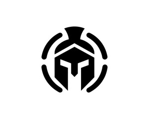 Warrior face logo with spartan helmet shape