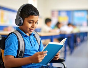 Educación Inclusiva: Niños con Discapacidad Aprendiendo Activamente en el Aula, Generated image