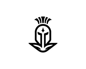 Black helmet silhouette of spartan vector icon