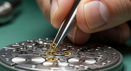 Intricate Watch Assembly Precision Craftsmanship Micro Mechanics Fine Motor Skills Delicate Operations Professional Watchmaker Assembling Timepiece Gears Clockwork Intricacies