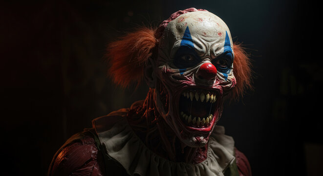 Devil clown on dark background