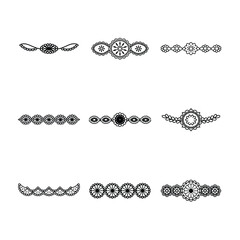 Obraz premium Floral Dividers and Borders Black and White Collection