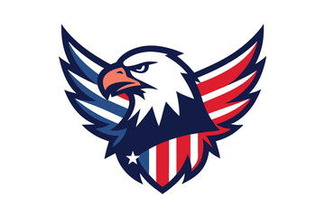 Eagle on American Flag Vector Elements Illustration for T-Shirt Design