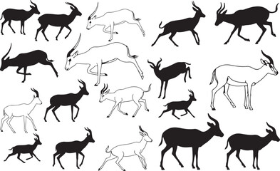 Antelope Silhouettes Vector Pack