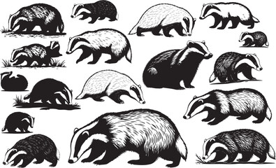 Badger Silhouettes Vector Pack