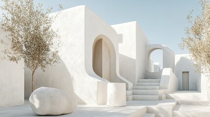 Serene Minimalist Architecture:  Whitewashed Oasis