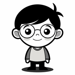 Cute Cartoon Boy with Glasses Character Avatar Icon