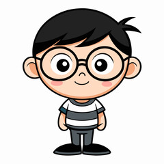 Cute Cartoon Boy with Glasses Character Avatar Icon