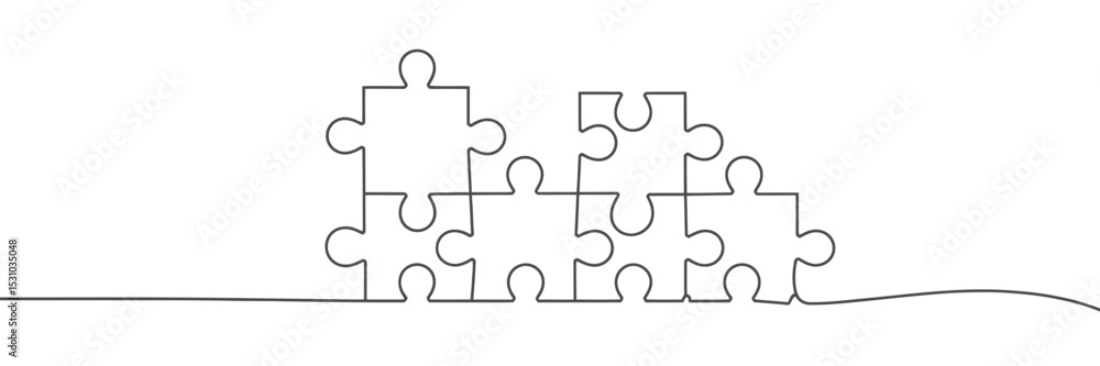 Poster connected puzzle pieces illustration teamwork problem solving and unity concept