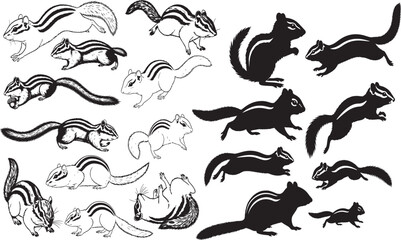 Chipmunk Silhouettes Vector Pack