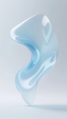 Abstract Sculpture with Smooth, Wavy Surface in Light Blue