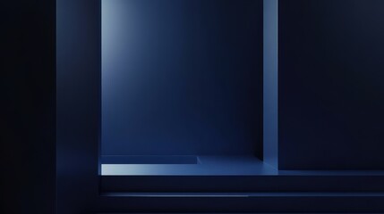 Obraz premium Abstract composition featuring a minimalist architectural structure with geometric shapes and subtle lighting in shades of blue.
