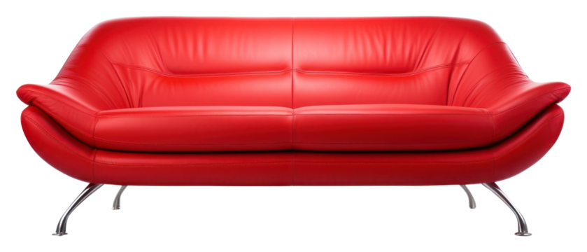 PNG Big red couch with silver legs sitting furniture cushion