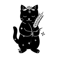 Cat with Virgo Symbol and Astrology Design
