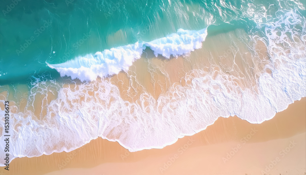 Poster soft pearly pastel waves gently rolling on the shore creating a serene oceanic vibe with an ethereal