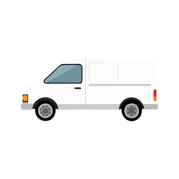 White Commercial Cargo Minivan Vector
