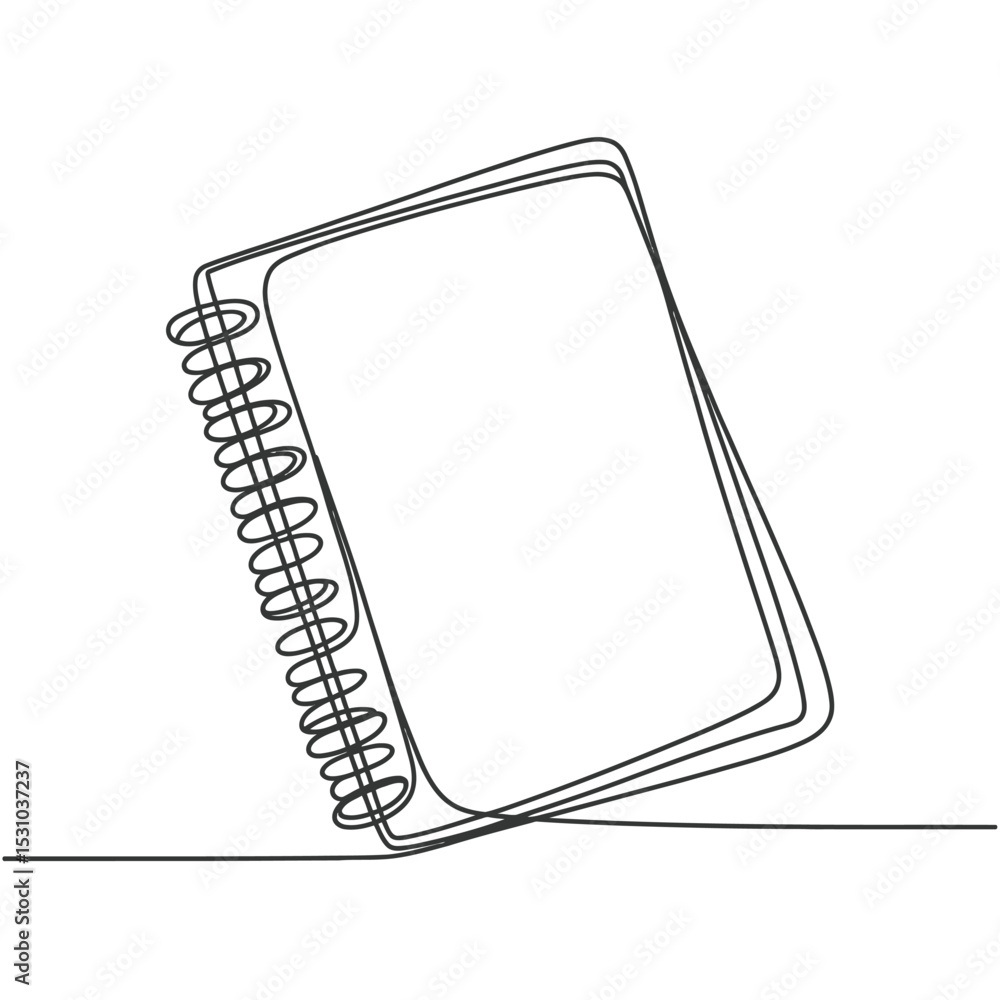 Poster minimalist line art spiral notebook on a surface simple and clean