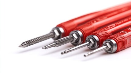 Close-up of red-handled tools