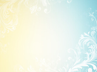 Obraz premium 春色のパステルグラデーション - 優雅な唐草模様のフレーム背景