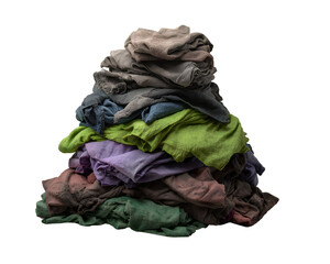 Pile of dirty cloth isolated transparent background