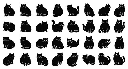 A Multitude of Black Cats An Artistic Expression of Feline Forms and Shadows