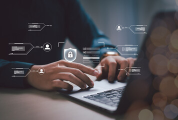 cybersecurity. virtual networking, digital identity, and personal data security.