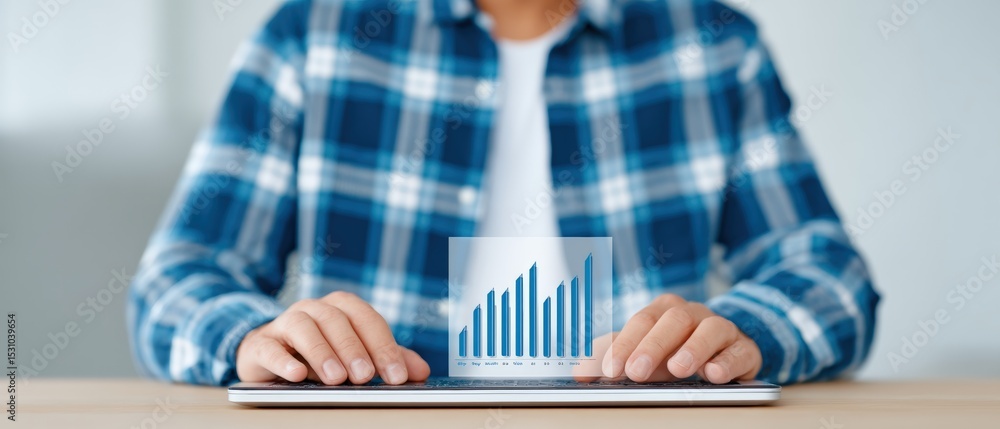 Poster business growth analysis office setting digital graphs professional environment close-up view data v