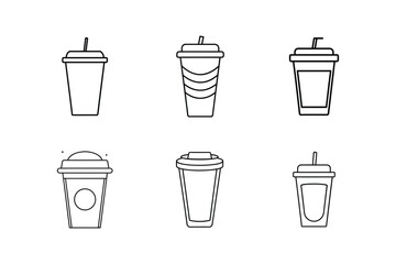 reusable cup line art vector illustration