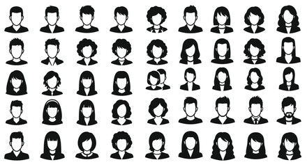 Human Face Avatar Vector Icons Depicting Diverse People Social Media User Profile