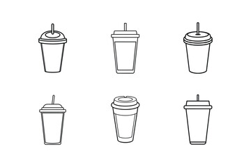 reusable cup icon line art vector illustration