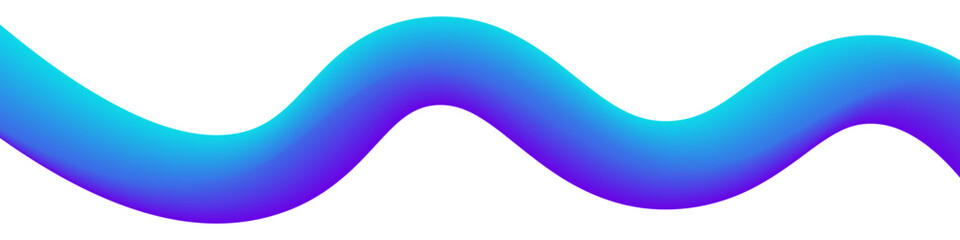 Abstract 3D wave with smooth gradient transition from cyan to violet, forming a dynamic and modern design element on white background