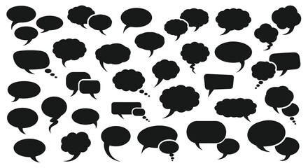 Diverse Collection of Speech Bubbles and Thought Balloons Representing Communication and Dialogue