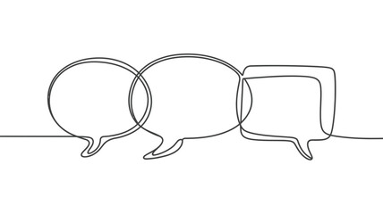 Continuous Line Drawing of Speech Bubbles Communication Conversation and Dialogue