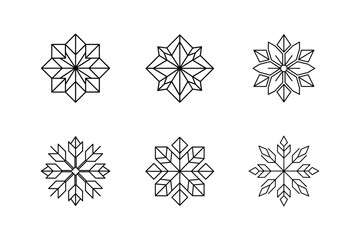 snowflake crystal icon line art vector illustration