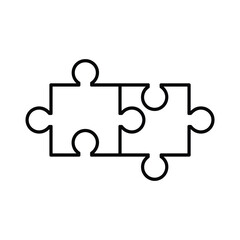 Two Interlocking Puzzle Pieces Outline Illustration on White Background