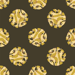 Fototapeta premium Polka dot blockprint seamless vector pattern. Neutral unisex whimsical style for wallpaper, backdrops and handmade print texture. All over vintage background. 