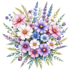 Obraz premium Vibrant floral bouquet arrangement nature digital artwork bright color palette aesthetic design botanical inspiration