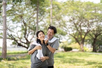 Couple sharing laughter and joy after yoga session