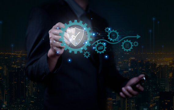 Cyber security protection program to protect password login information on websites and online internet networks securely and confidentially to prevent hackers from accessing financial information.