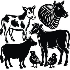 Farm Animals Collection Vector Set