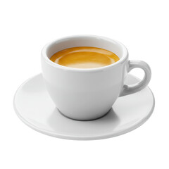 Espresso coffee cup and saucer isolated on transparent background