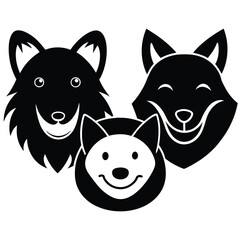 Friendly Smiling Animal Faces Vector Set