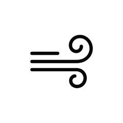 Wind Icon Depicting Movement with Three Lines and Swirls