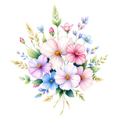 Colorful floral arrangement nature scene digital illustration botanical art close-up view beauty of flowers