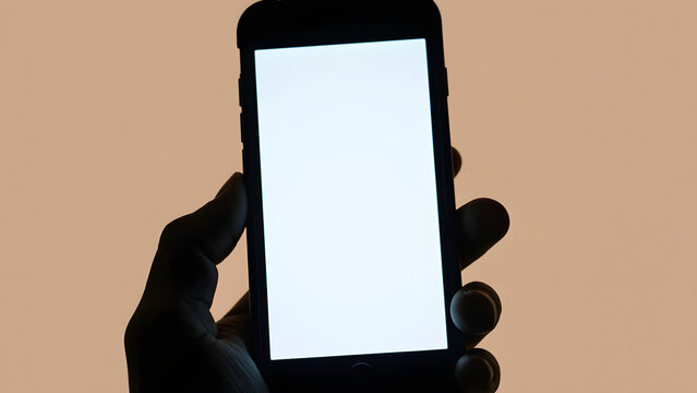 Black Smartphone Silhouette with Blank Screen Mobile Technology for Apps and Mockups