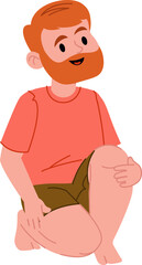 Smiling Man Sitting Cross-Legged