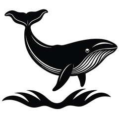 Breaching Whale Silhouette Vector
