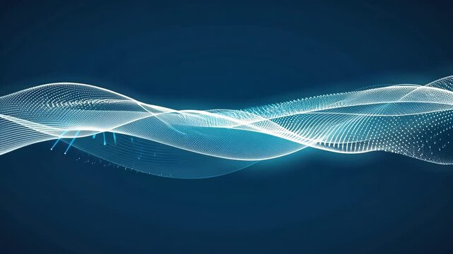 3D abstract dark blue background with dots pattern vector design, technology theme, dimensional dotted flow in perspective. motion video.