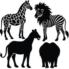 African Safari Animal Silhouette Set